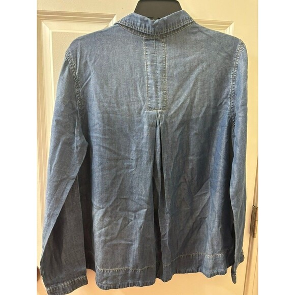 Cloth and Stone Anthropologie Denim Chambray V Neck Popover Shirt Blouse Size M - Picture 6 of 6